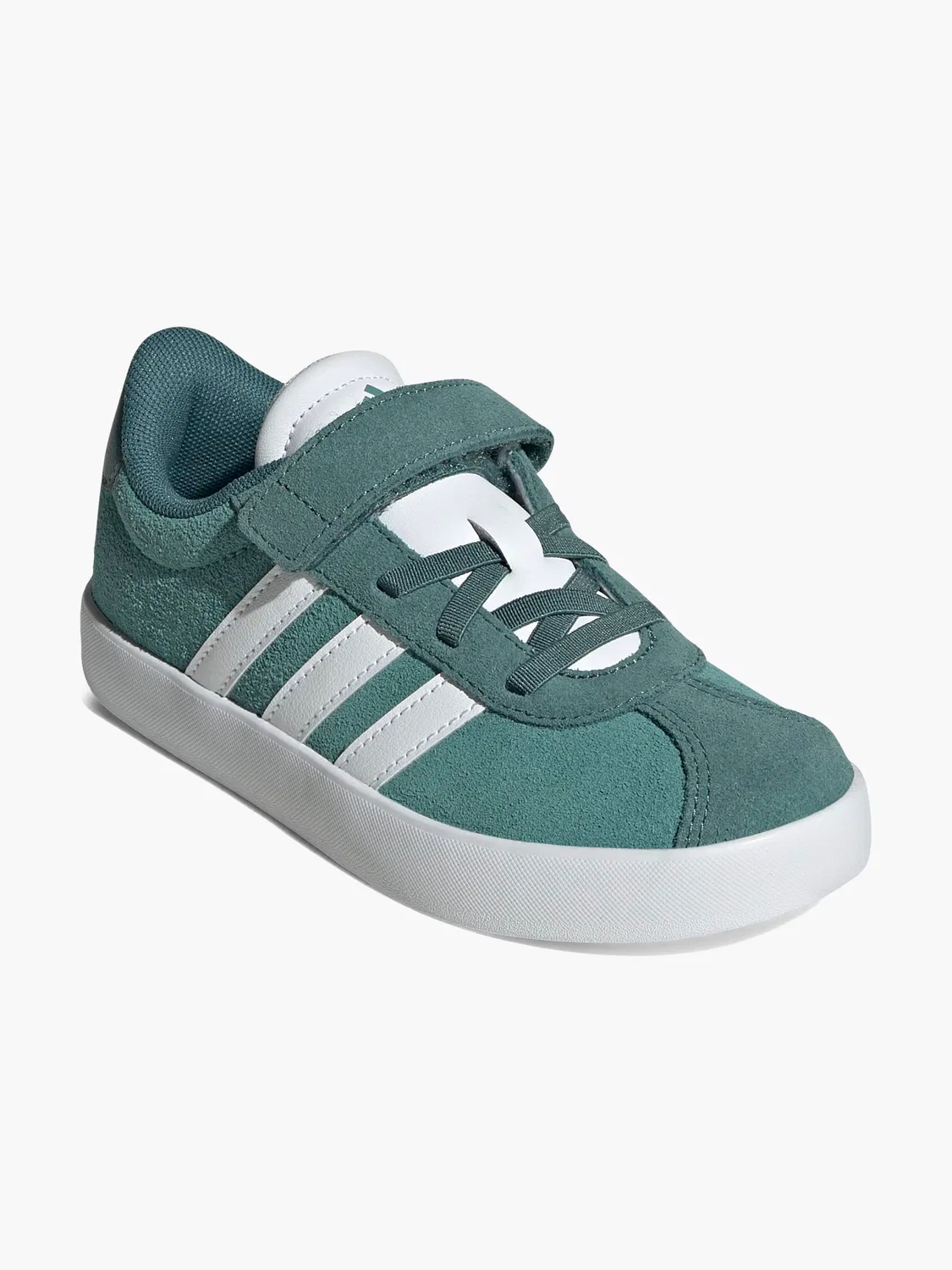 Детские кроссовки с эластичной шнуровкой и липучкой Adidas, зеленый — фото 2