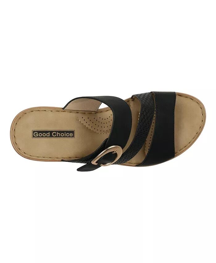 Женские комфортные босоножки на танкетке с пряжкой Odalis GC Shoes, черный — фото 4