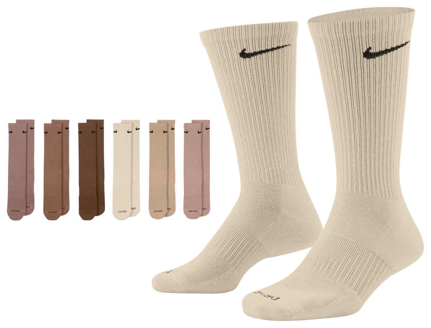 Мужские носки с технологией Dri-FIT набор из 6 пар Everyday Plus Cushioned Crew Nike, Neutral/Multi — фото 3