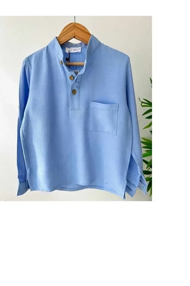 Детская рубашка для мальчиков льняная Bloom Kids Store, Blue — фото 2
