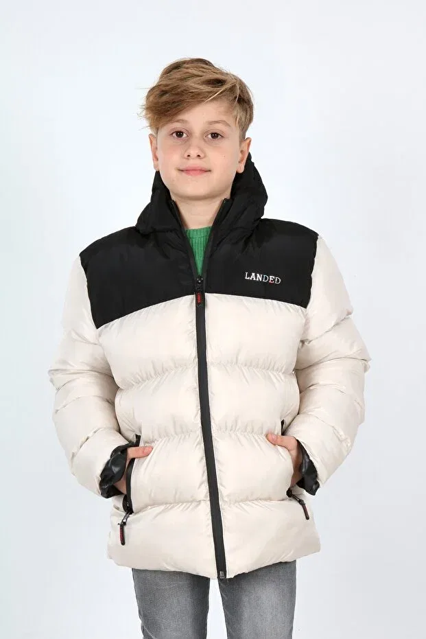 Детское пальто-пуховик для девочек хлопковое Landed, Beige