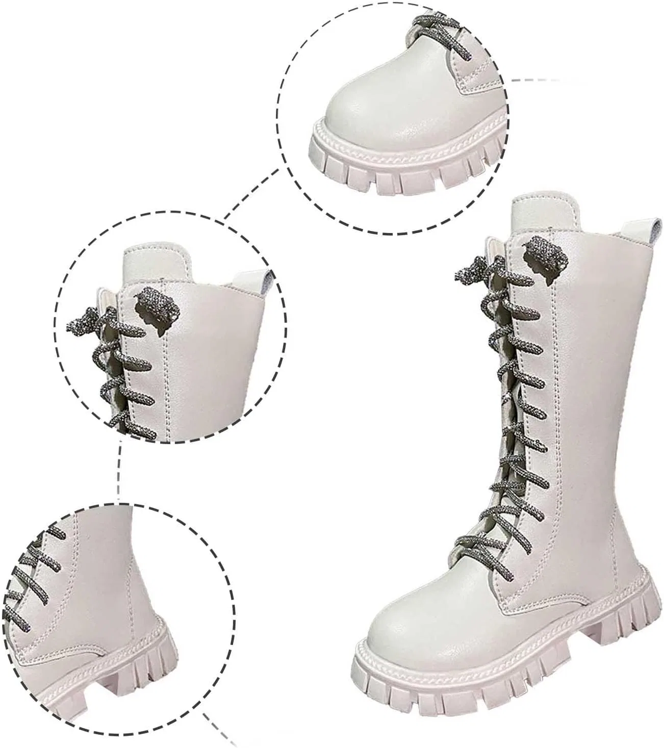 Детские ботинки для девочек на молнии с принтом Combat Boots — фото 4