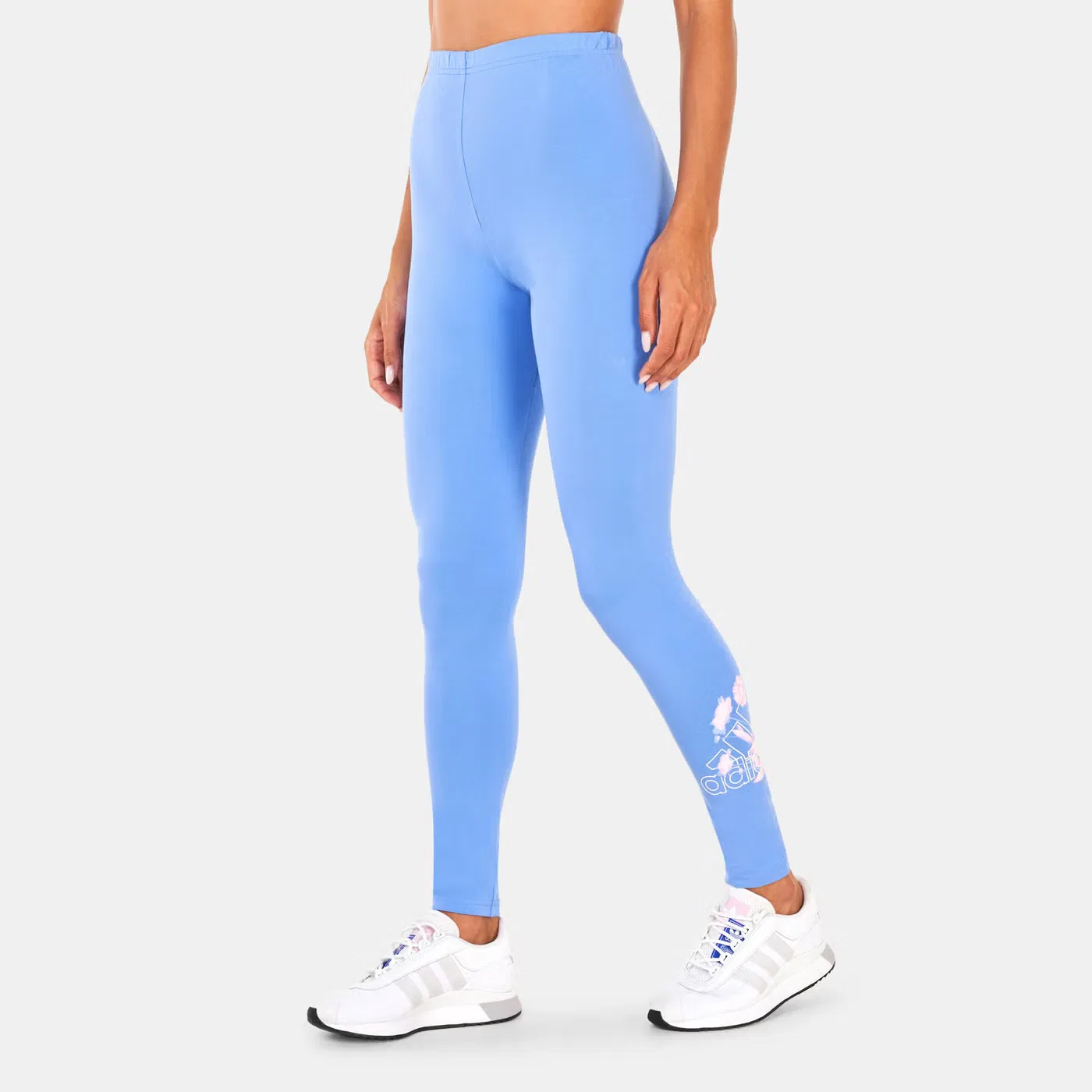 Леггинсы с цветочным принтом Adidas, синий