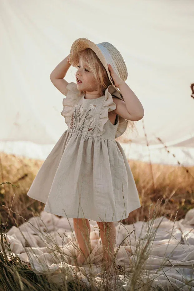Детское платье для девочек хлопковое C.C.L. Coccolin Kids Baby Clup, Nude Color — фото 4