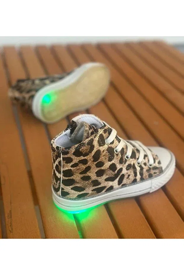 Детские повседневные туфли для девочек на шнуровке Leopard Surpie Shoes, Leopard — фото 3