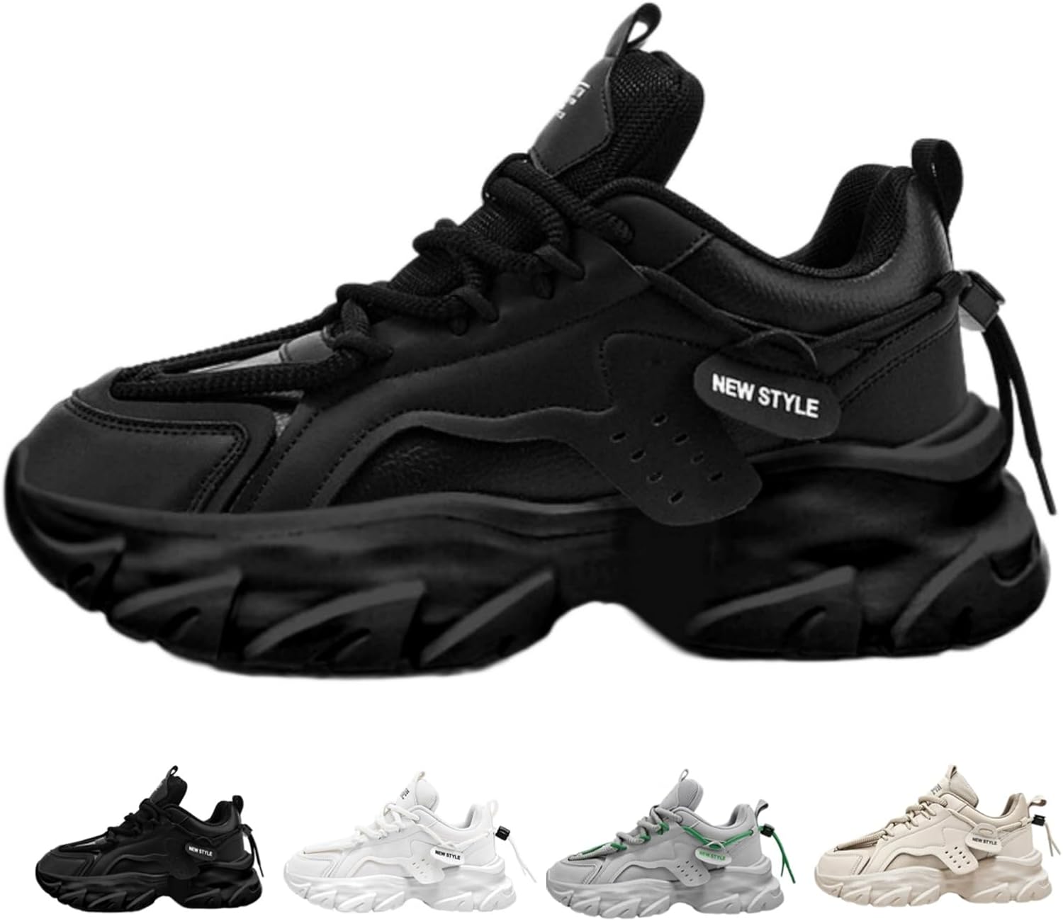 

Мужские модные ретро-кроссовки с толстой подошвой, стильные Y2K, кроссовки в стиле «папа», повседневные, удобные, противоскользящие спортивные обувь Macefil, черный