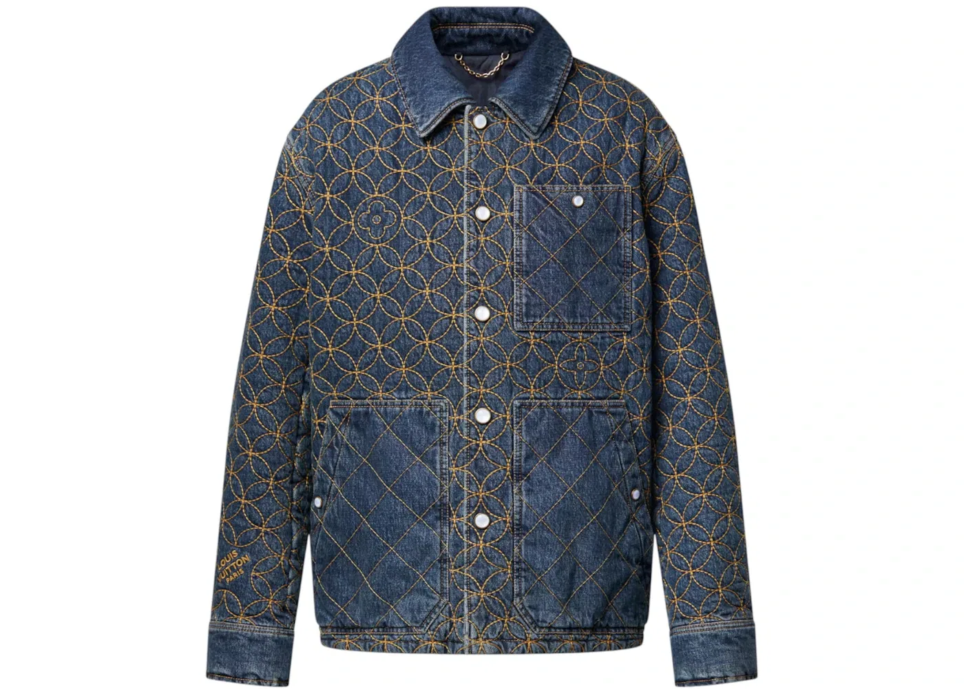 Мужская джинсовая куртка с вышивкой Louis Vuitton x Nigo, Deep Indigo