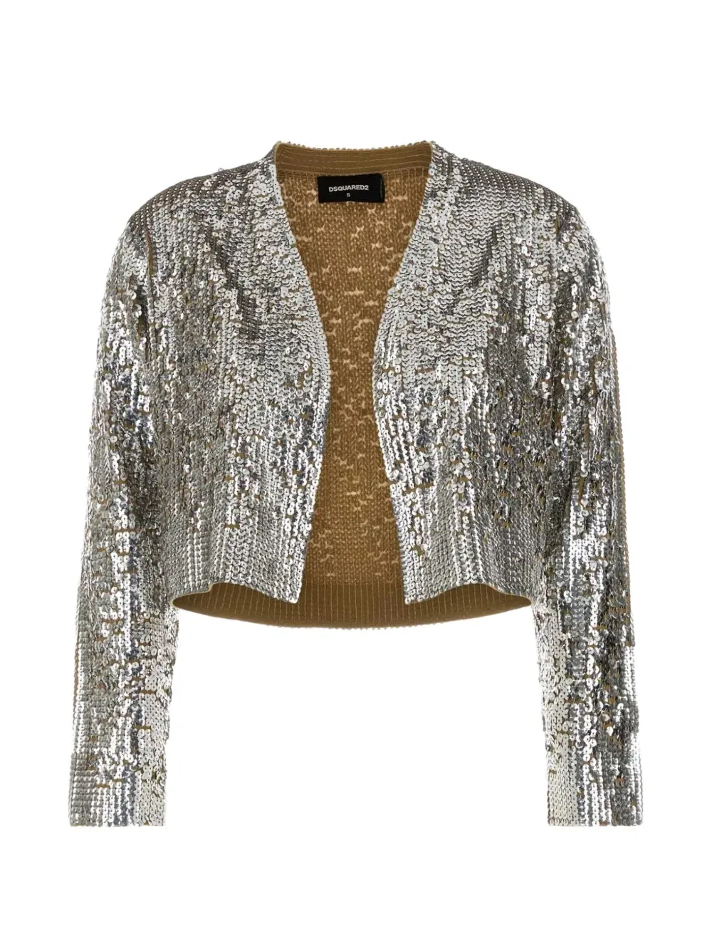 Укороченный кардиган с пайетками Dsquared2, серебряный