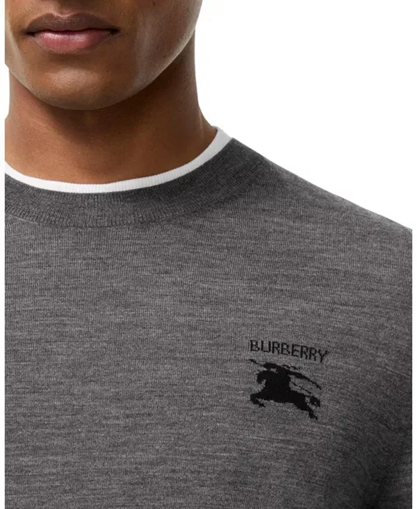 Мужской свитер из шерсти Equestrian Knight Design Burberry, серый — фото 2