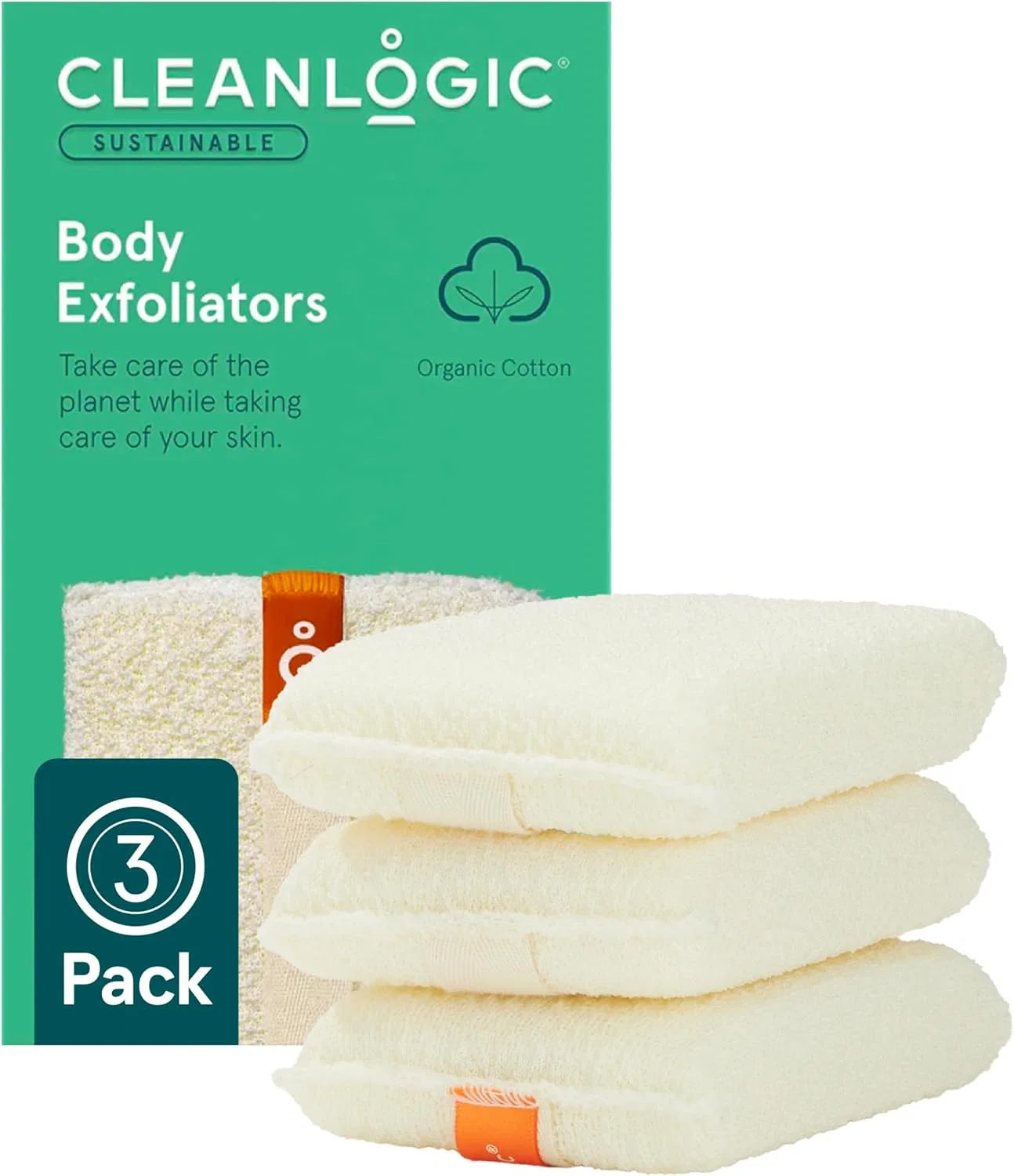 Эксфолиирующая мочалка для тела Cleanlogic, набор 3 шт, 73 г