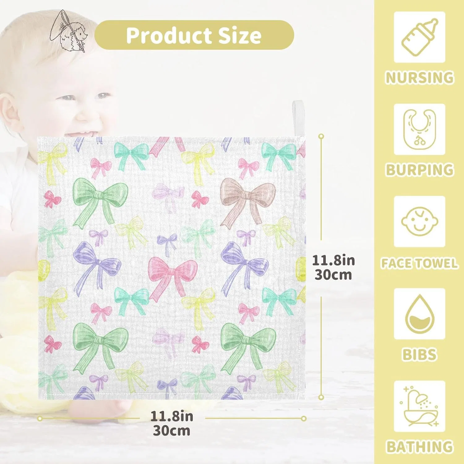 Детские махровые салфетки Muslin, 5 шт, JUMBEAR, 30x30 см — фото 2