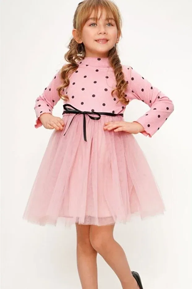 Детское платье для девочек с длинным рукавом Abiyekids, Pink
