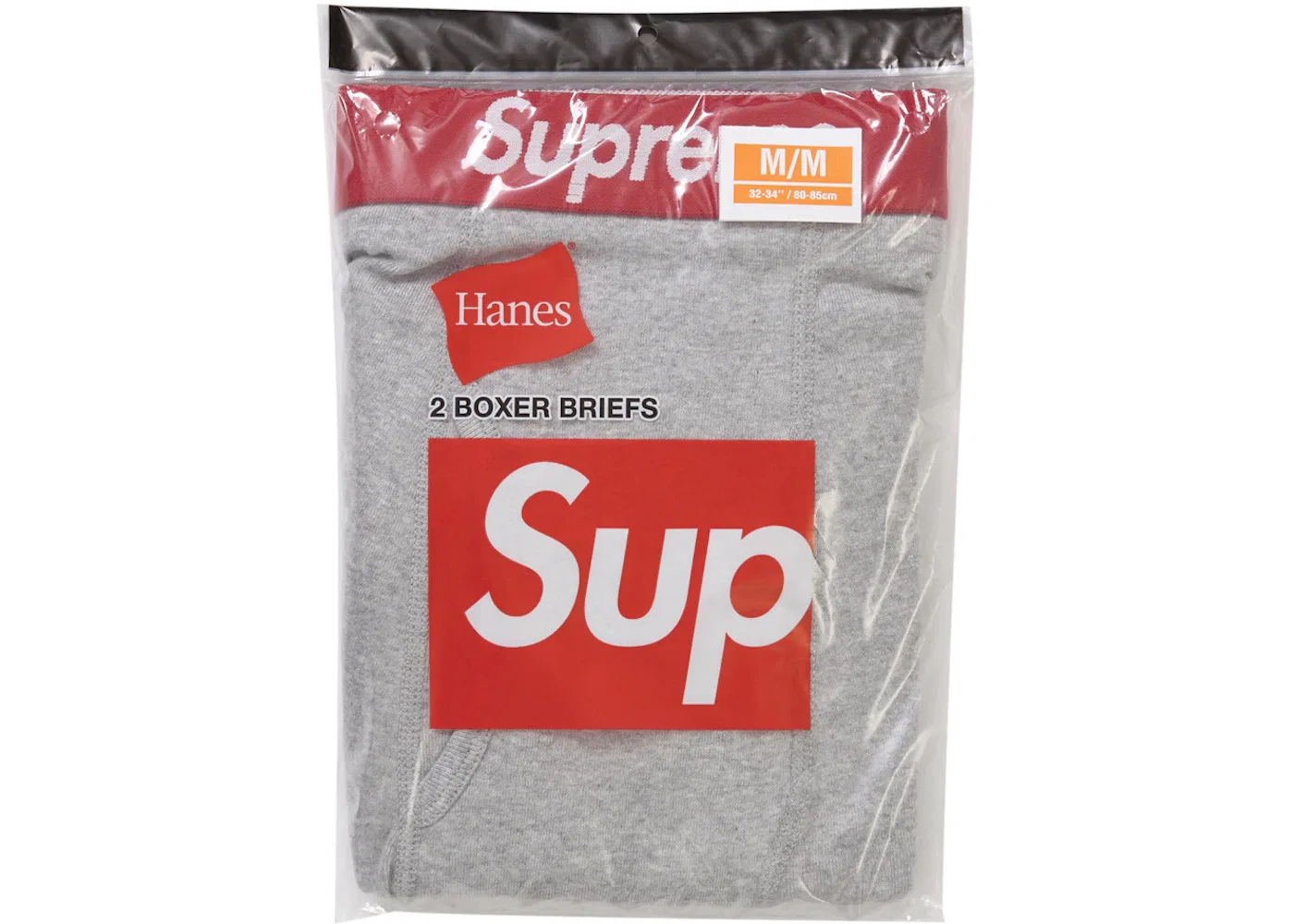 Мужские трусы-боксеры с логотипом на поясе Supreme Hanes Boxer Briefs (2 Pack), цвет Heather Grey — фото 3