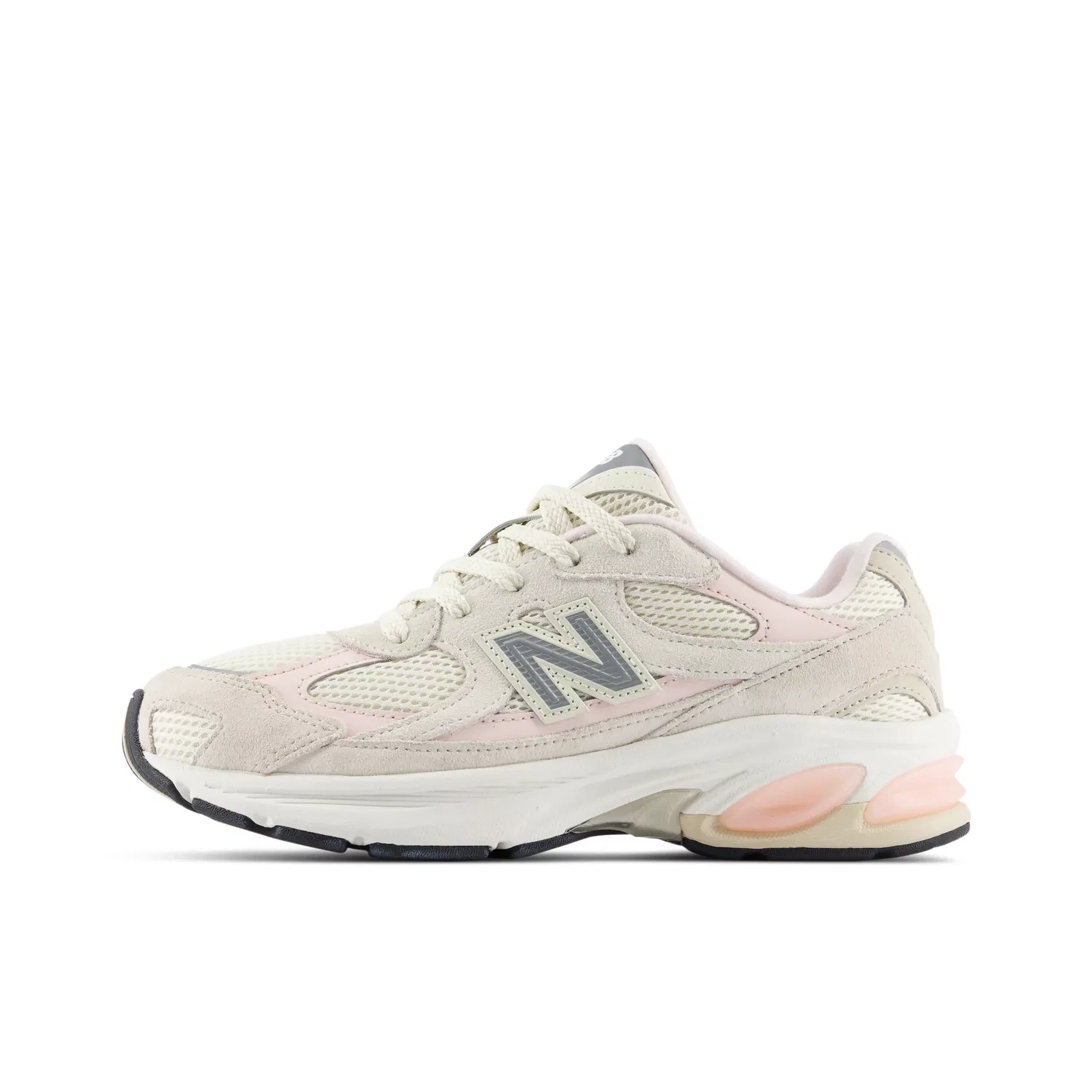 Детские кроссовки на шнуровке с сетчатым верхом 2010 Lace New Balance, Turtledove With Shell Pink — фото 3