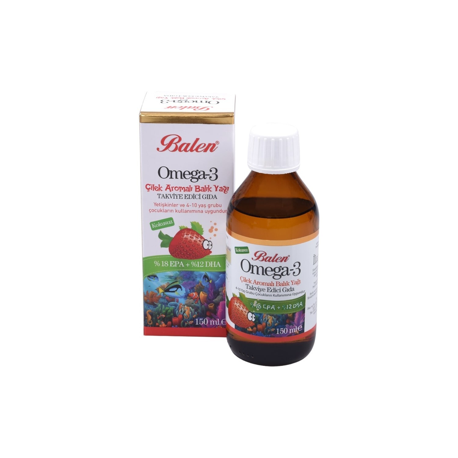 

Рыбий жир со вкусом клубники Balen Omega 3, 150 мл.