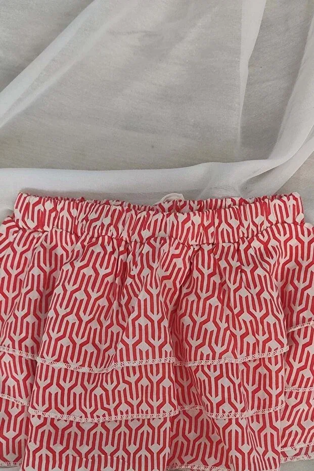Детская юбка для девочек с принтом tie-dye Shecco Babba, Red White — фото 4