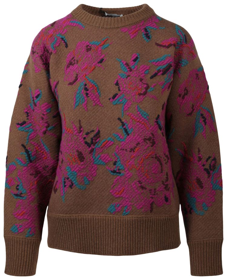 

Шерстяной свитер Ferragamo с цветочным принтом, коричневый