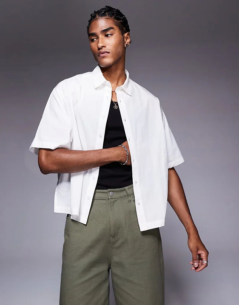 

Рубашка свободного кроя из поплина ASOS DESIGN белого цвета