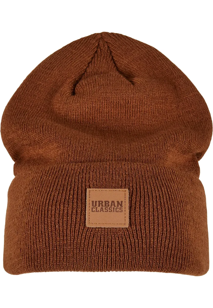 

Шапка URBAN CLASSICS " Urban Classics Unisex Synthetic Leatherpatch Long Beanie" (1 шт.), цвет Toffee