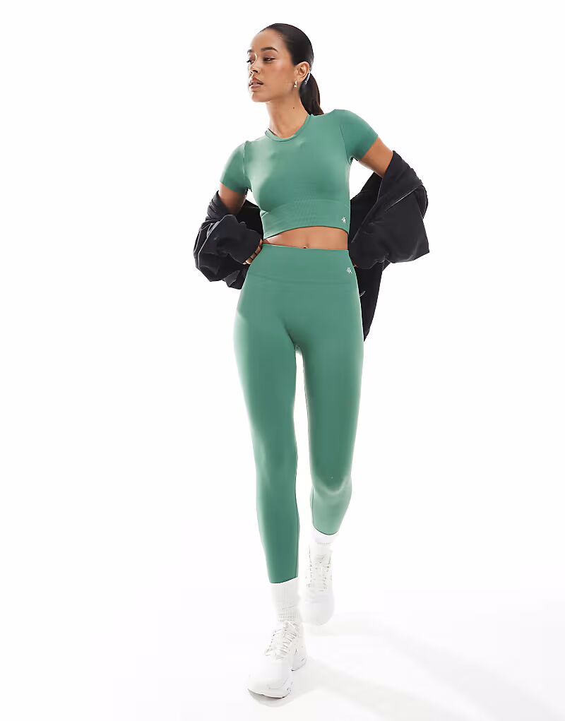 

Бесшовные облегающие леггинсы с высокой талией, комплект зеленого цвета 4Th & Reckless