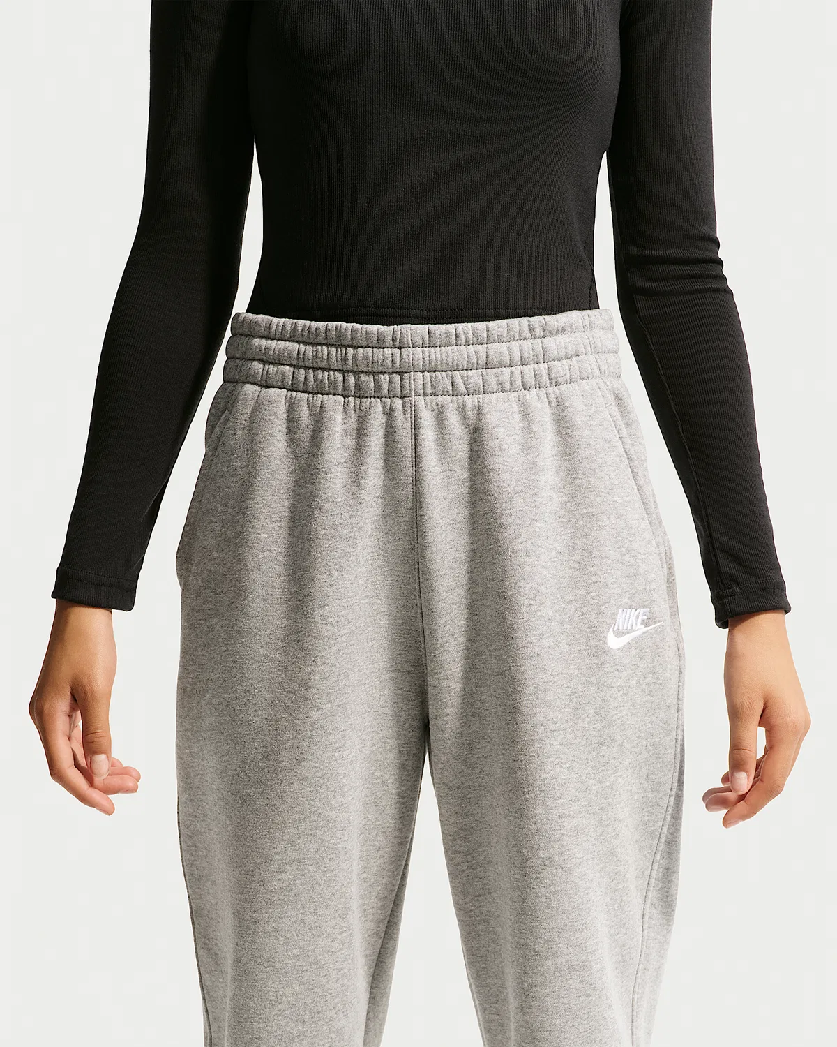 Детские свободные штаны Nike Sportswear Club Fleece, Dark Grey Heather/Base Grey/White — фото 3