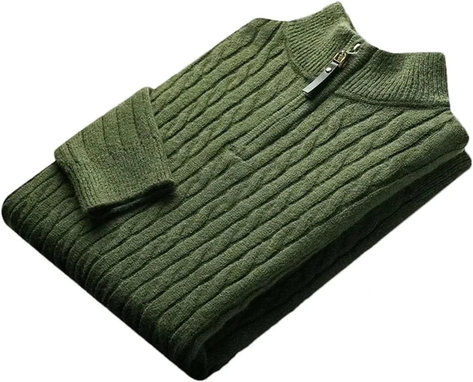 

Мужской утепленный свитер с молнией на четверть, Diamond Plaid, теплый, вязаный