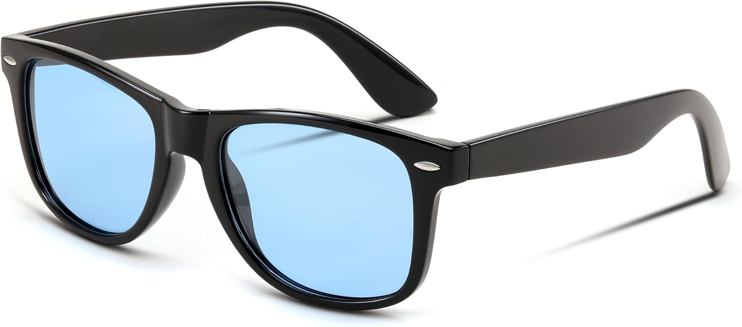 

FEISEDY Классические квадратные ретро поляризованные солнцезащитные очки для женщин и мужчин в стиле 80-х, модные, с защитой от УФ-излучения UV400, B1858, Black & Ocean Blue