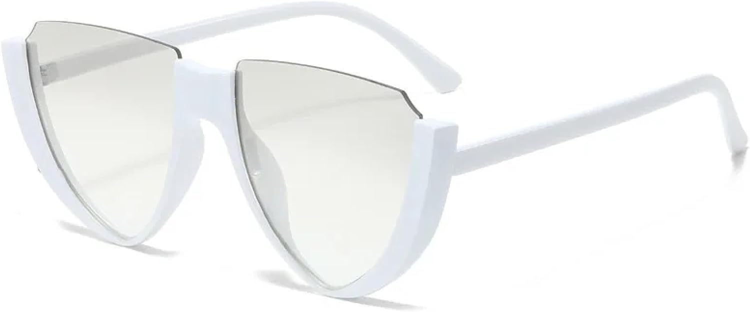 

Модные солнцезащитные очки в полуободковой оправе для мужчин и женщин, в стиле ретро, ​​люкс, тренд, панк, для активного отдыха, путешествий и вождения, защита от УФ-излучения UV400 TKKTLLT, White Silver