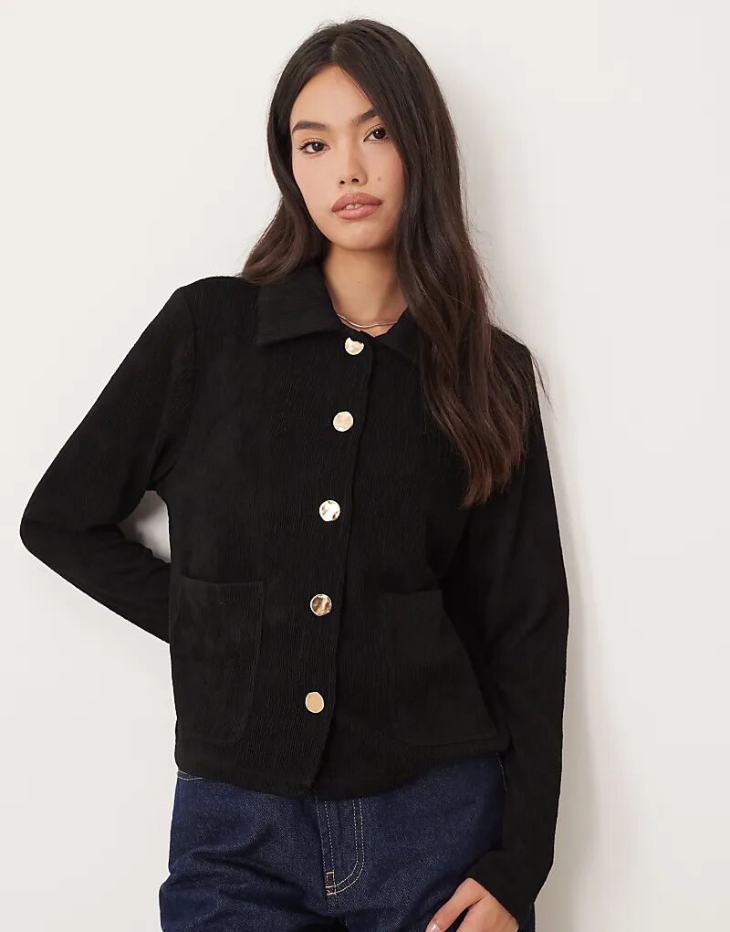 

Трикотажное поло Vila с золотыми пуговицами черного цвета