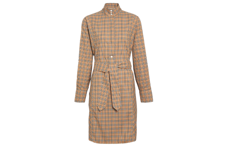 Платье Burberry Женское с длинными рукавами, Классический стиль, Желтый