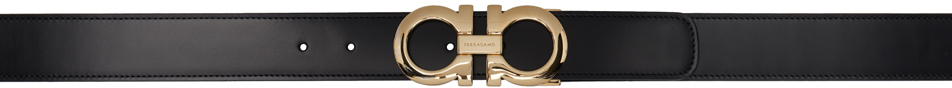 

Двусторонний пояс Gancini черного и коричневого цвета Ferragamo, Black/Hickory