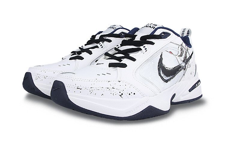 Кроссовки Nike Air Monarch 4 Chunky Sneakers Unisex Low-Top Black White Blue — фото 3
