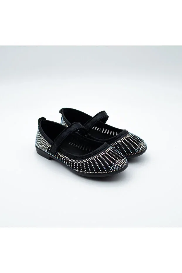 Детские балетки для девочек с принтом Arçın Shoes, Black