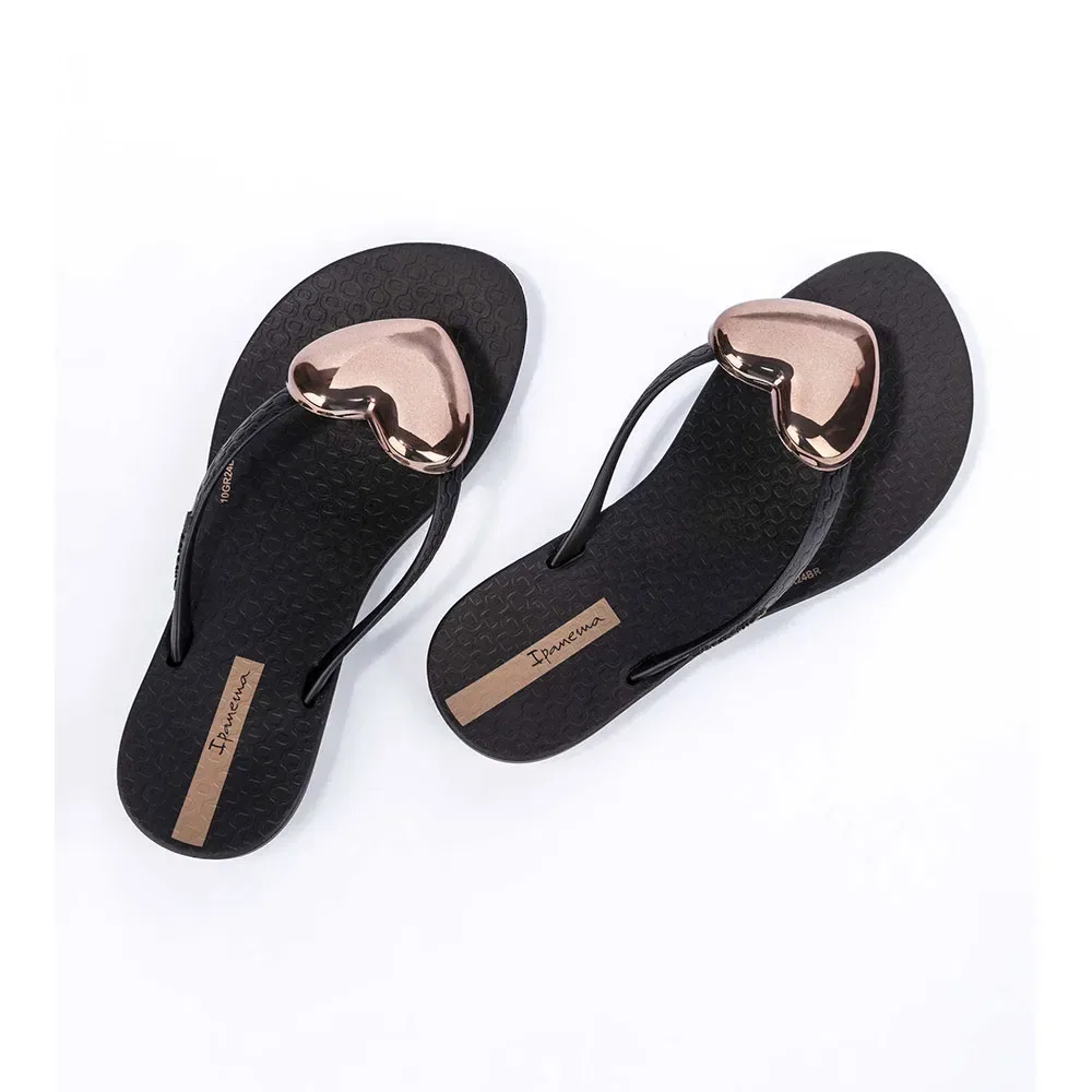 Детские вьетнамки для девочек с объемным сердцем Ipanema Maxi Fashion II, Black — фото 3
