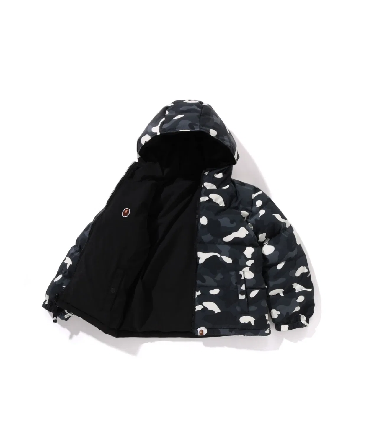 Детский пуховик с капюшоном City Camo Reversible Hoodie Down Jacket A BATHING APE, Black — фото 3