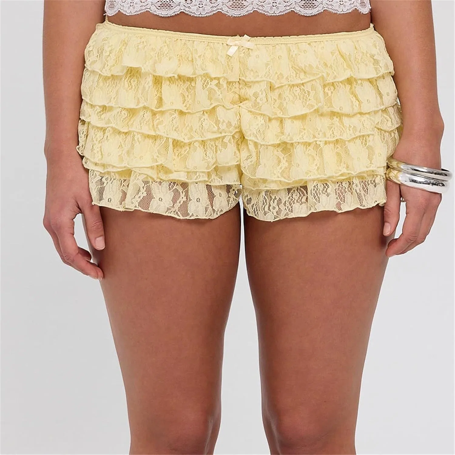 Женские рюшечные шорты Y2K Lolita Bloomers, Yellow — фото 2