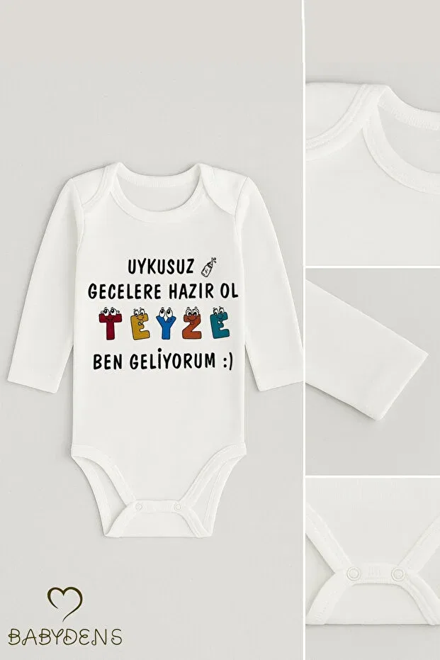 Детское боди с длинным рукавом Ready for Sleepless Nights Auntie, I'm Coming Babyden'S, White — фото 3