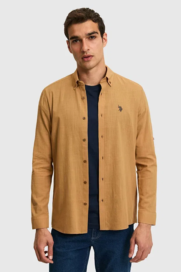 Мужская рубашка с длинным рукавом U.S. Polo Assn., Coconut — фото 3