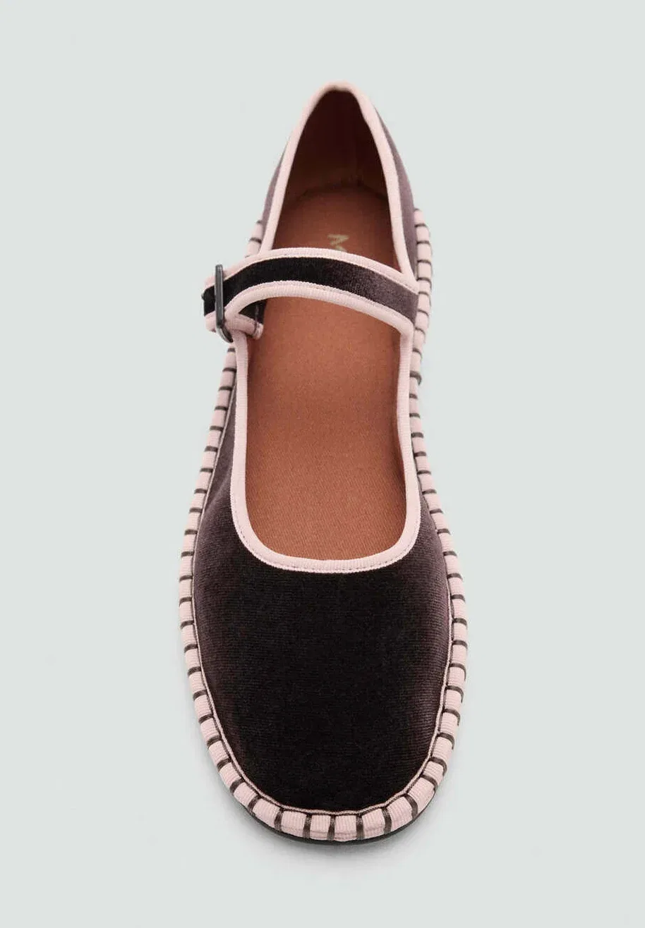 Детские балетки с ремешком на щиколотке Mango Kids, Dark Brown — фото 3