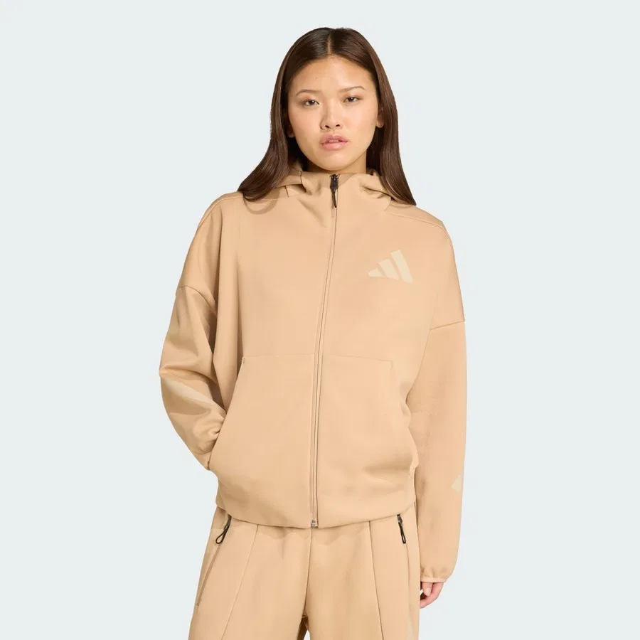Худи с длинным рукавом и капюшоном adidas Z.N.E. Full-Zip Hoodie, Коричневый