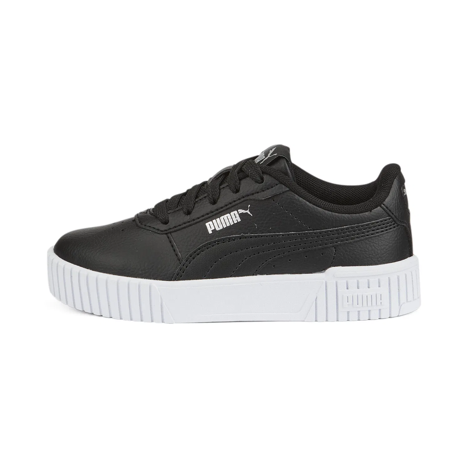 Детские кроссовки с платформой Carina 2.0 Puma, Schwarz Silber Grau — фото 3