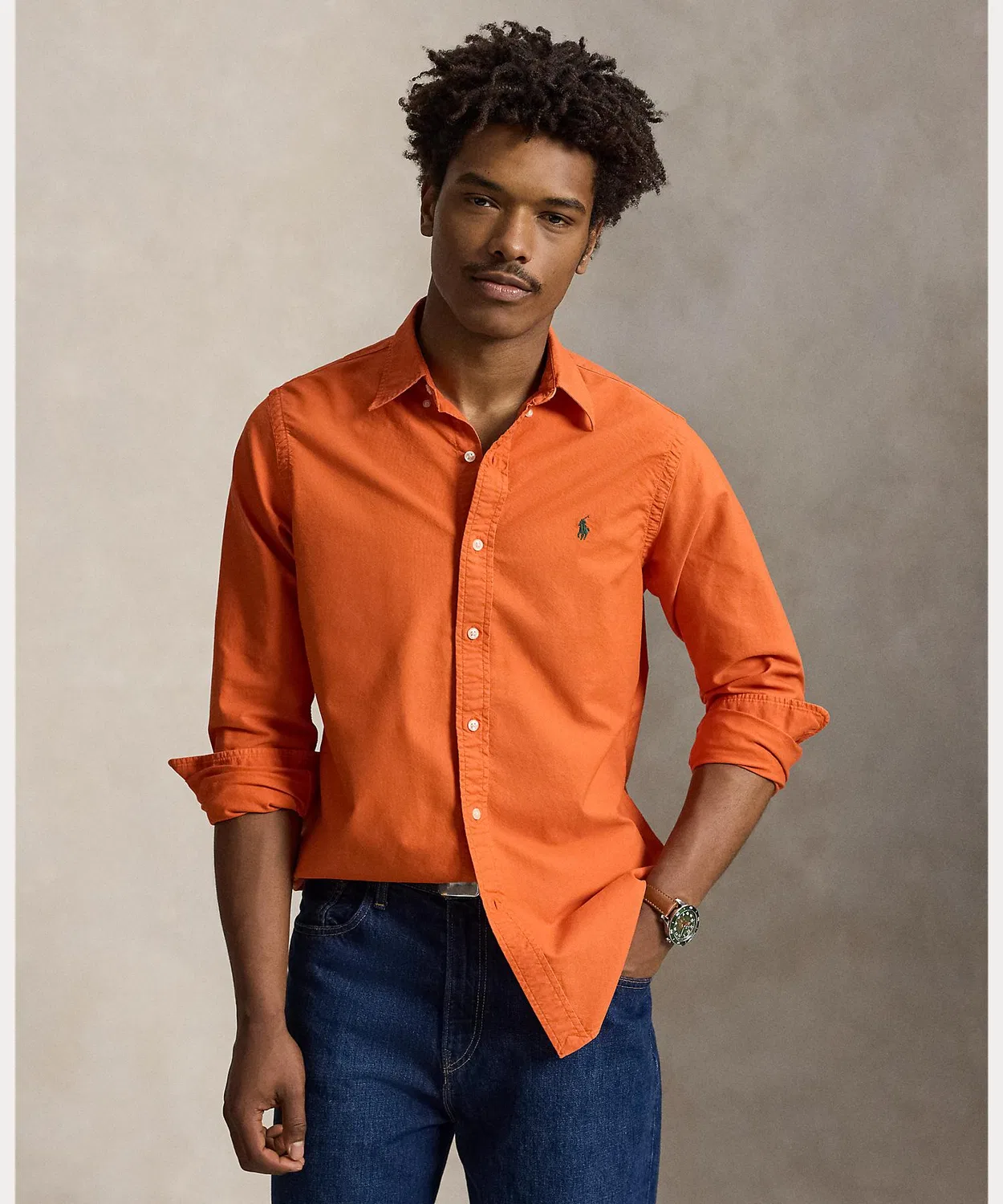 Мужская рубашка оксфорд с длинным рукавомClassic Fit POLO RALPH LAUREN, Orange