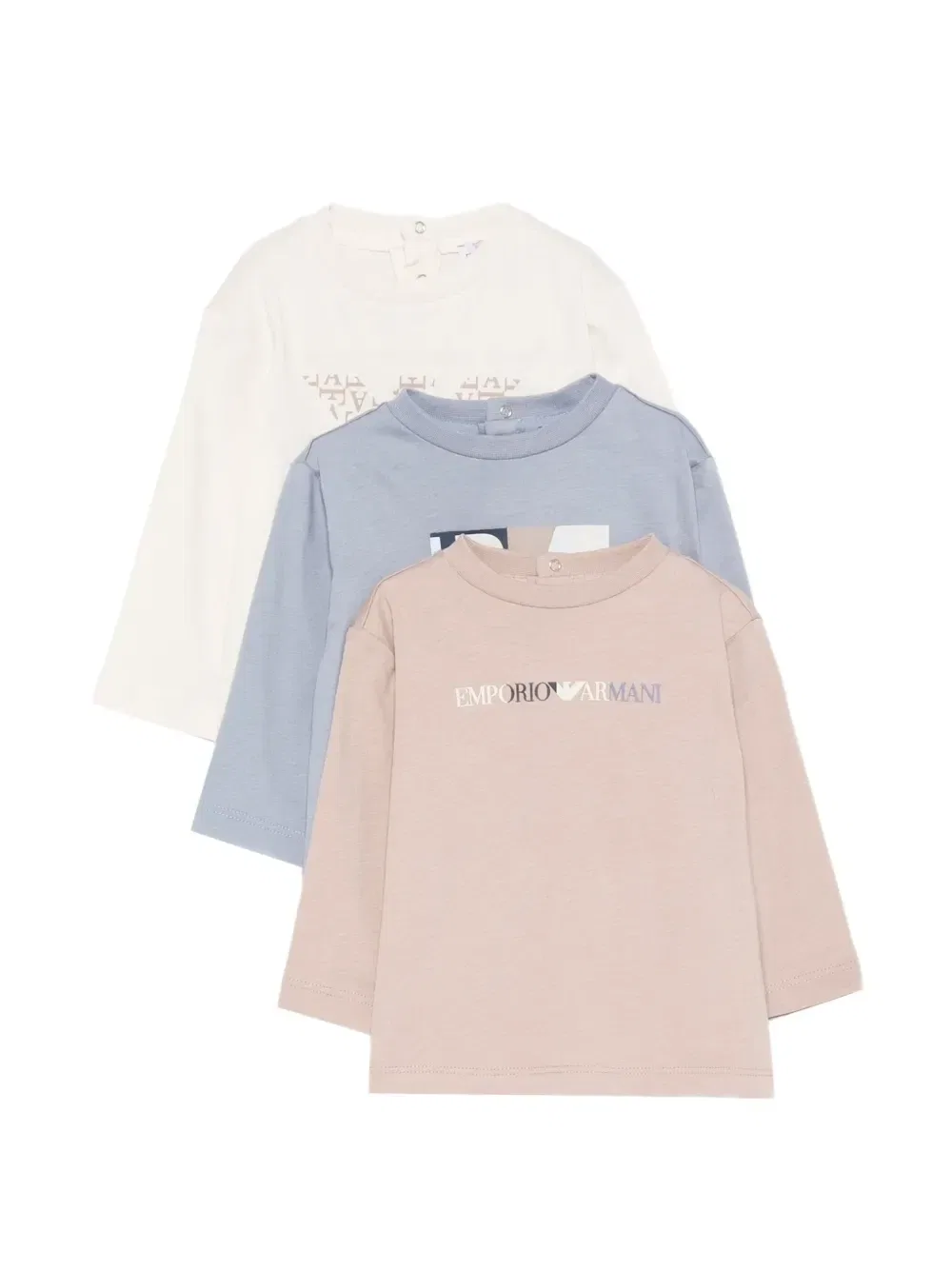 Футболка с длинными рукавами с логотипом (набор из трех) Emporio Armani Kids, бежевый