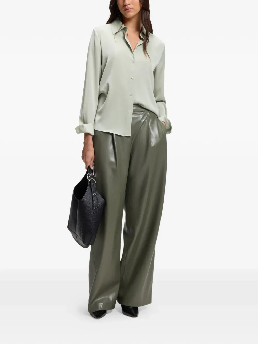 Брюки широкие BOSS, цвет Olive Green — фото 2