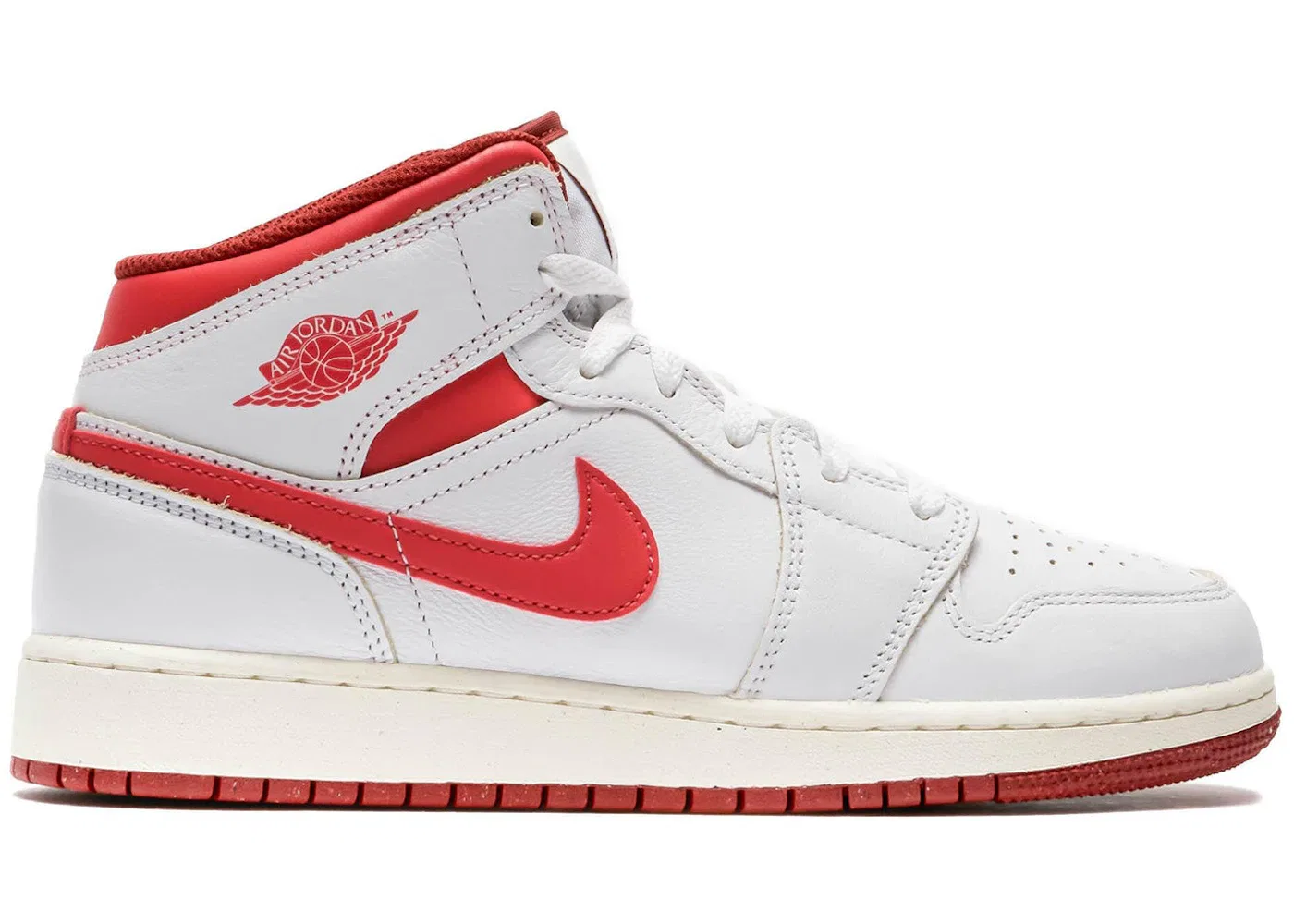 Детские кроссовки Lifestyle Jordan 1 Mid SE White Dune Red (GS), White/Lobster/Dune Red/Sail/Vachetta Tan