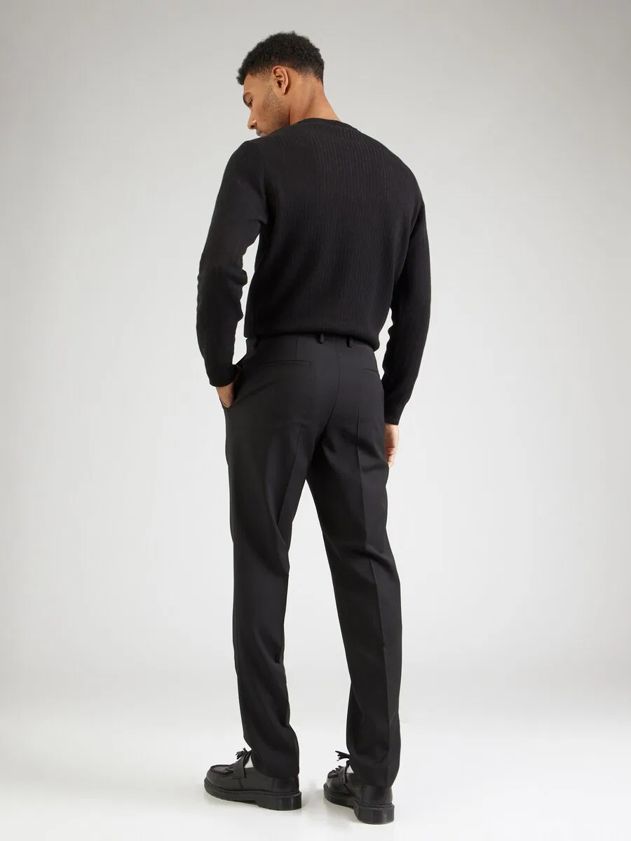 Брюки BOSS Regular Pleated Pants 'Genius' черного цвета — фото 4