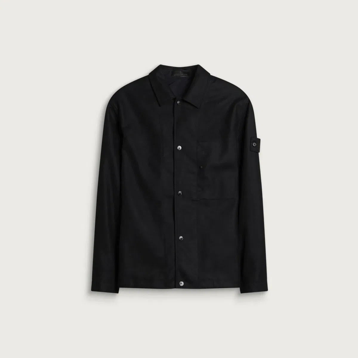 Рубашка-оверширт из шерсти с нейлоном Ghost Wool Nylon Flannel Stone Island, Black