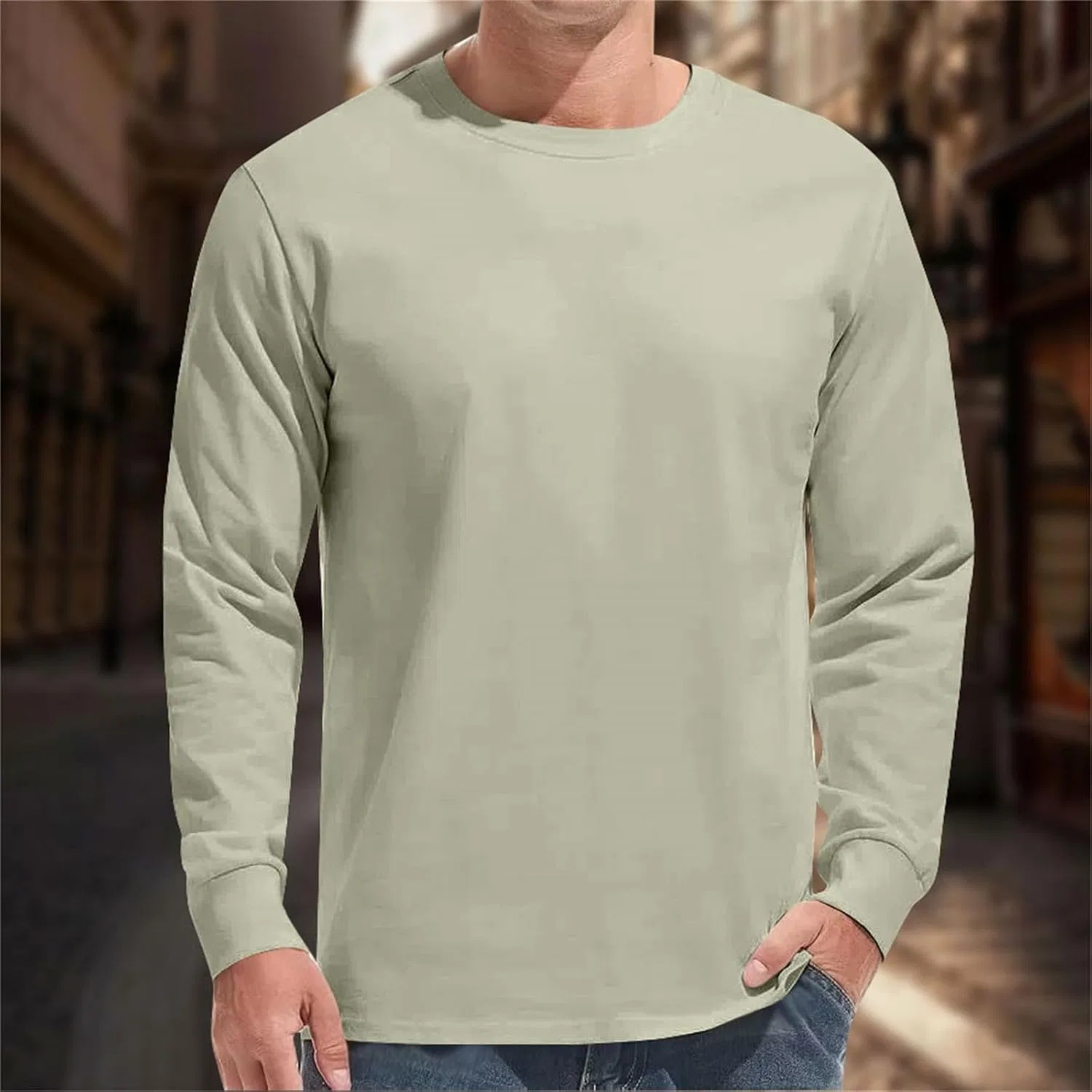 Мужская футболка с длинным рукавом Dry Fit с защитой UPF 50+, Light Green — фото 2