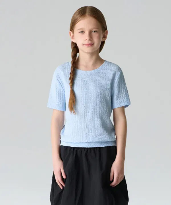 Футболка с коротким рукавом из жатой ткани Musinsa Standard Kids, пастельно-голубой