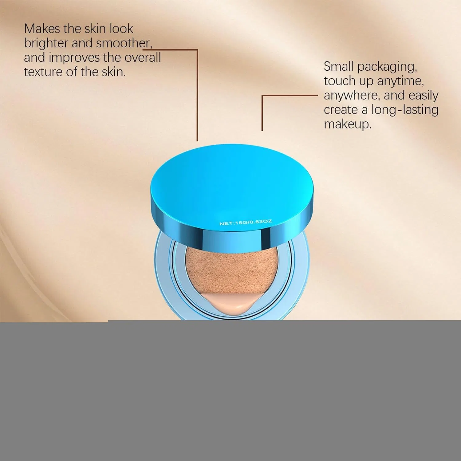 Макияжная подушка-основа, High Coverage Matte, 15 г, Natural Generisch — фото 3